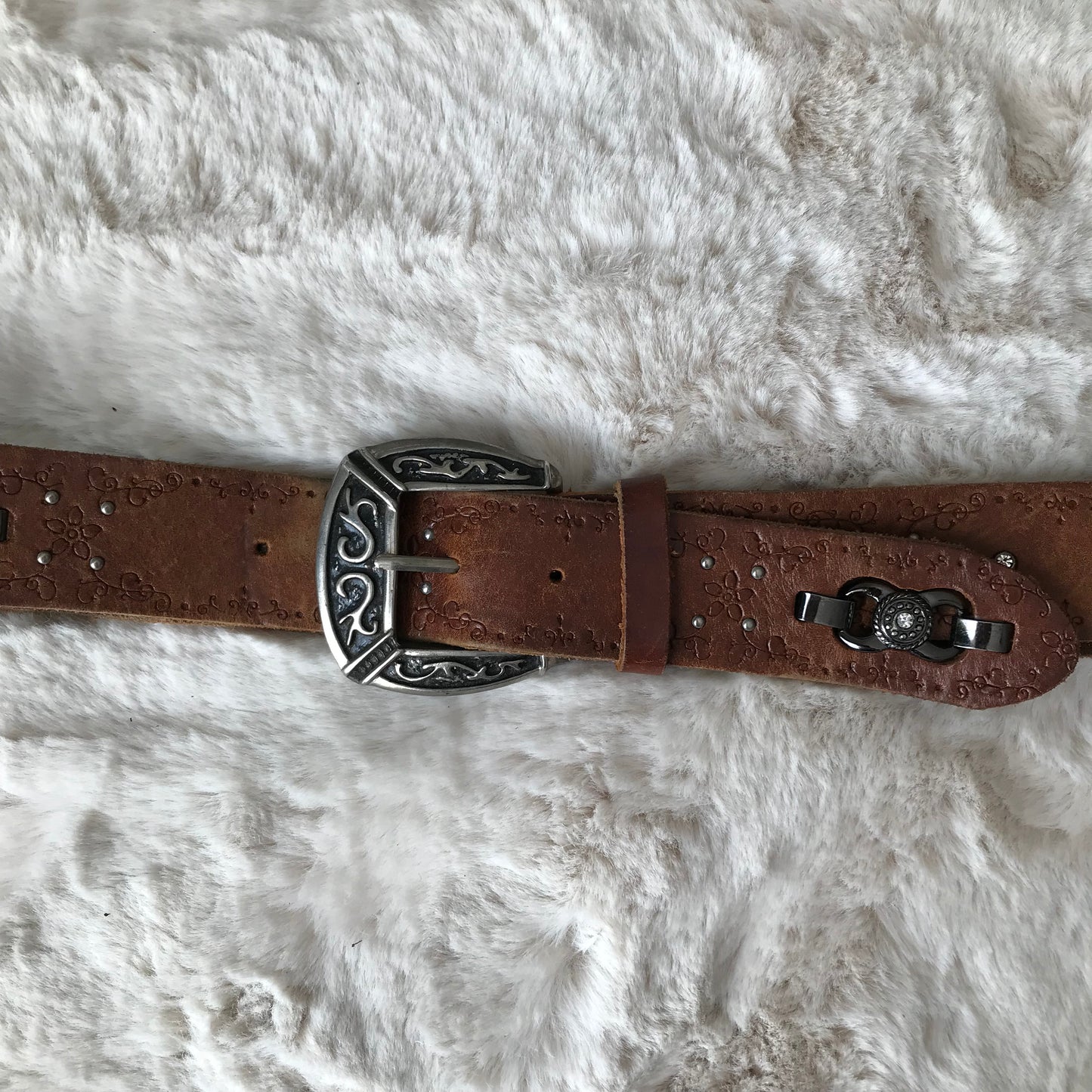 Brown Rhinestone Bow Detail Belt