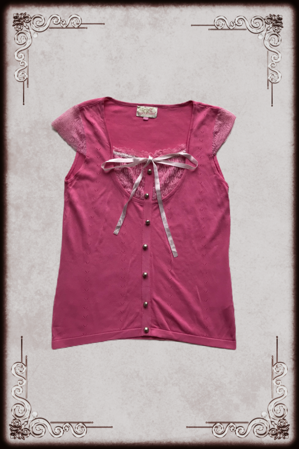 Magenta Pink Lace Detail Top