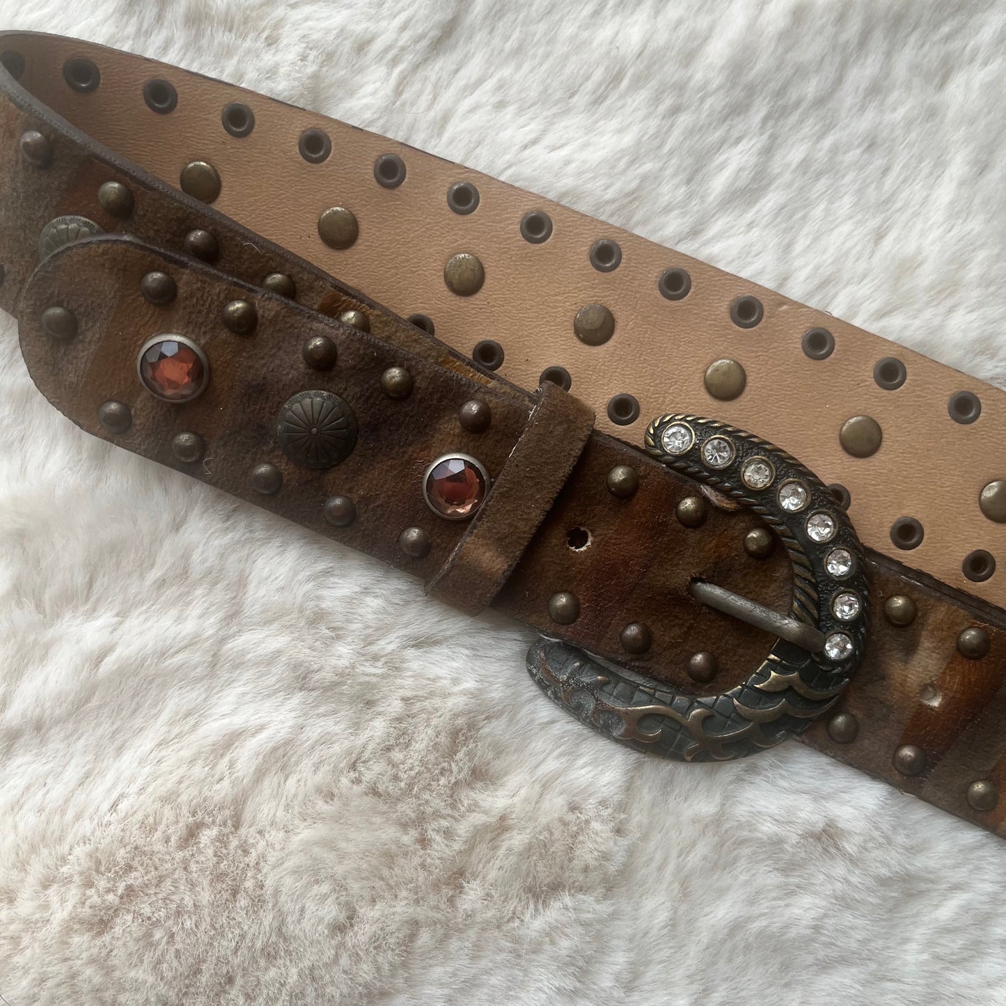 Brown Gem Leather Belt