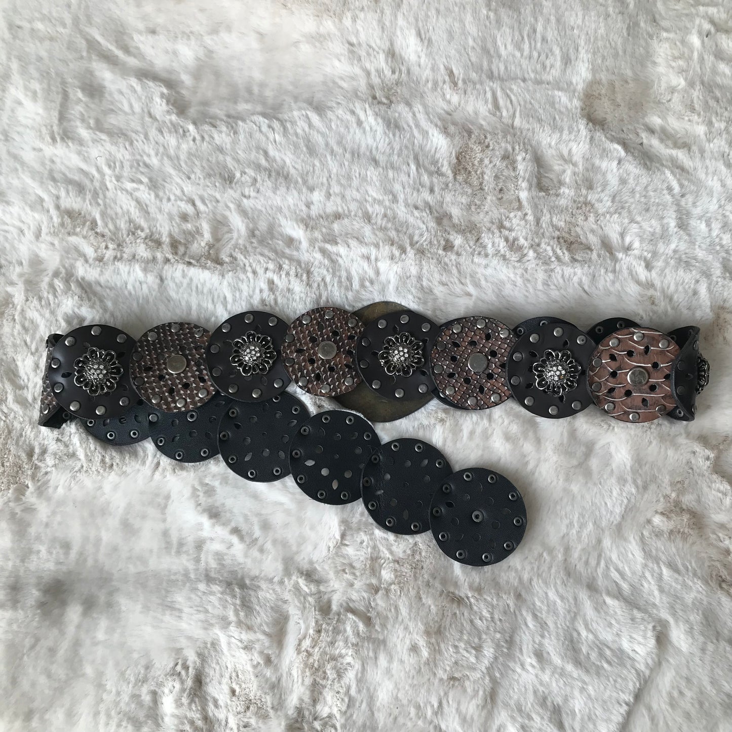 Brown Snake Pattern Brass Buckle Belt