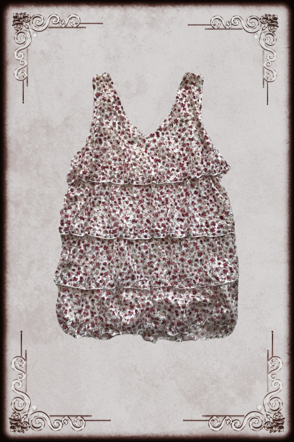 White Floral Tiered Top