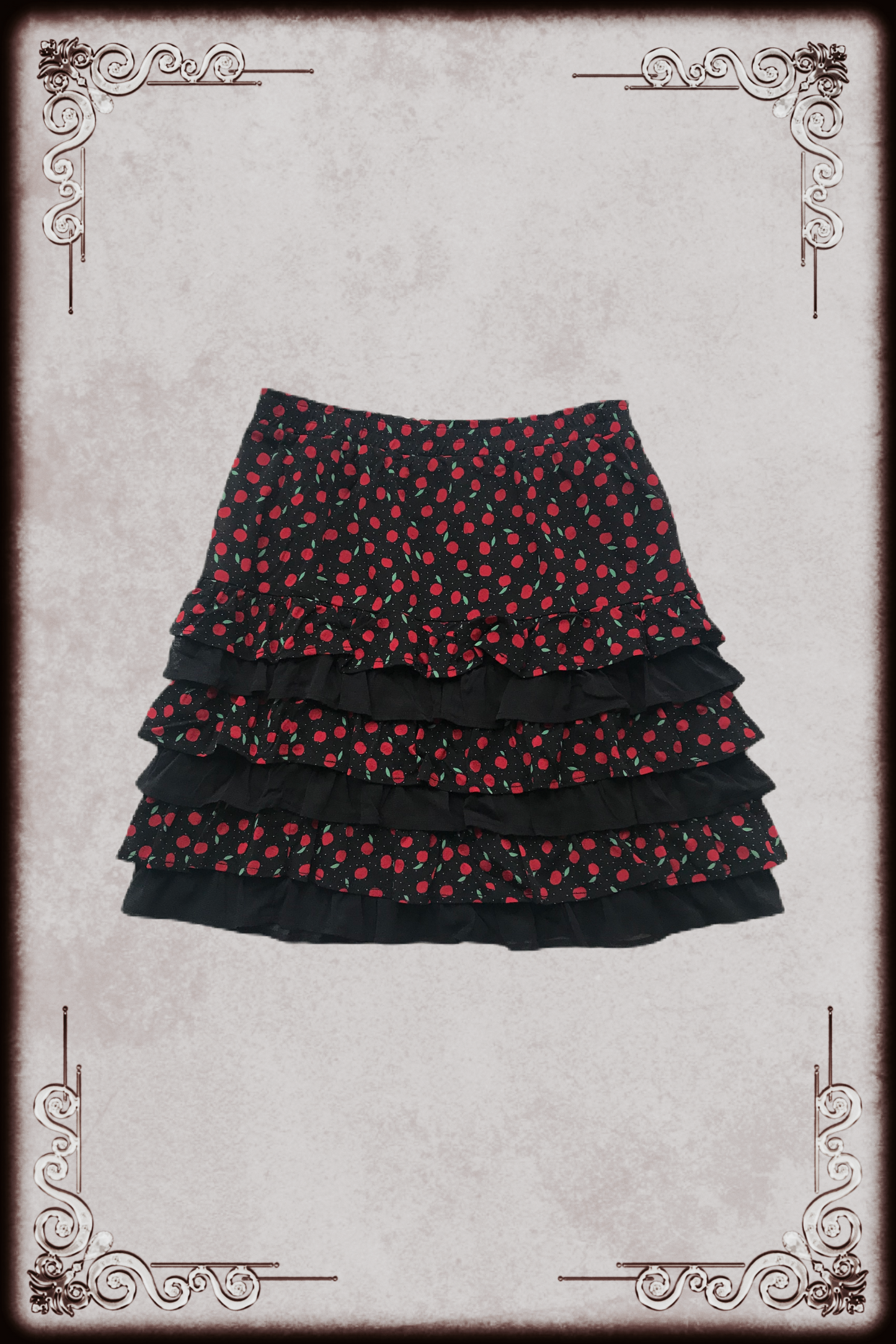 Black & Red Apple Pattern Skirt