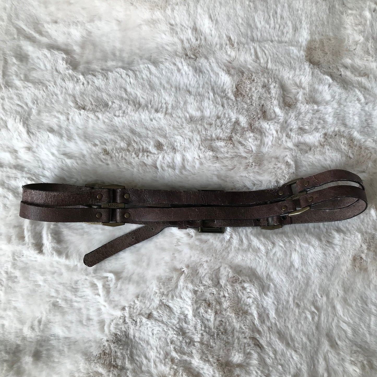 Brown Strap Brass Buckle Belt