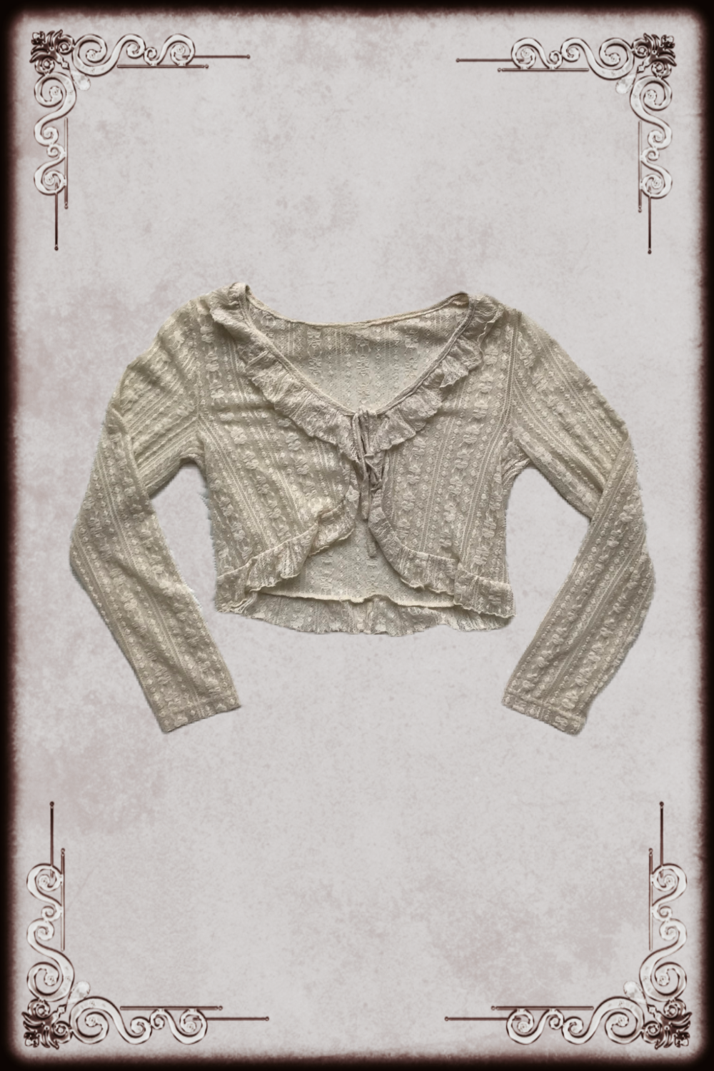 Cream Textured Ruffle Collar Bolero