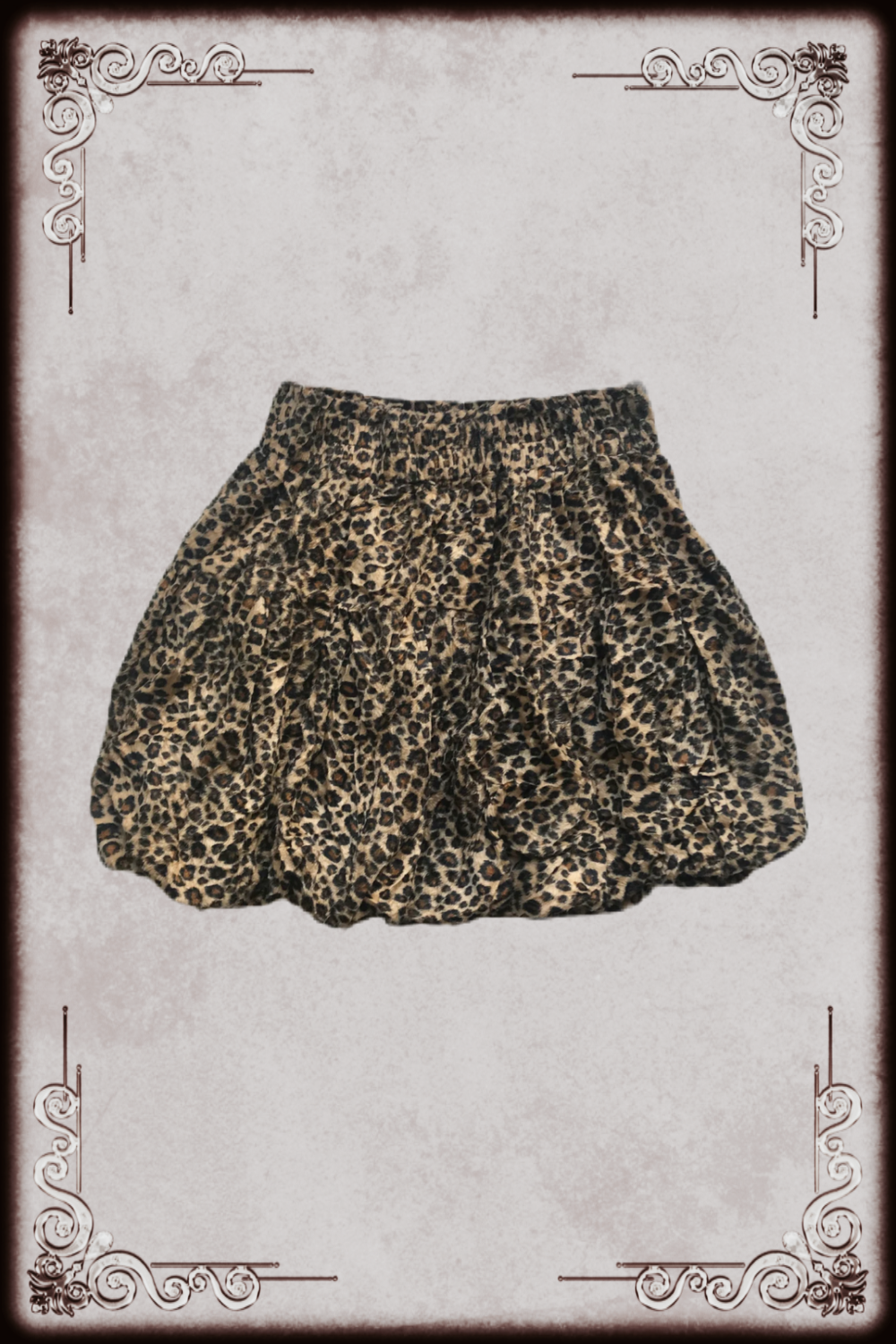 Velvet Texture Leopard Print Bubble Skirt