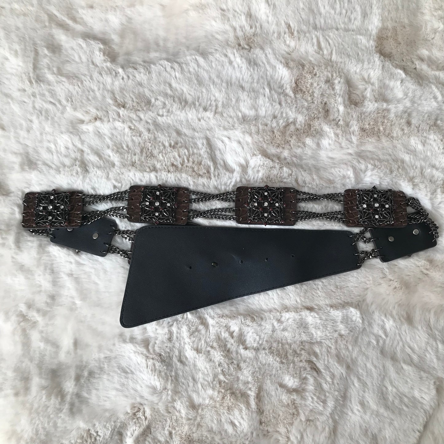 Dark Brown Statement Flower Belt