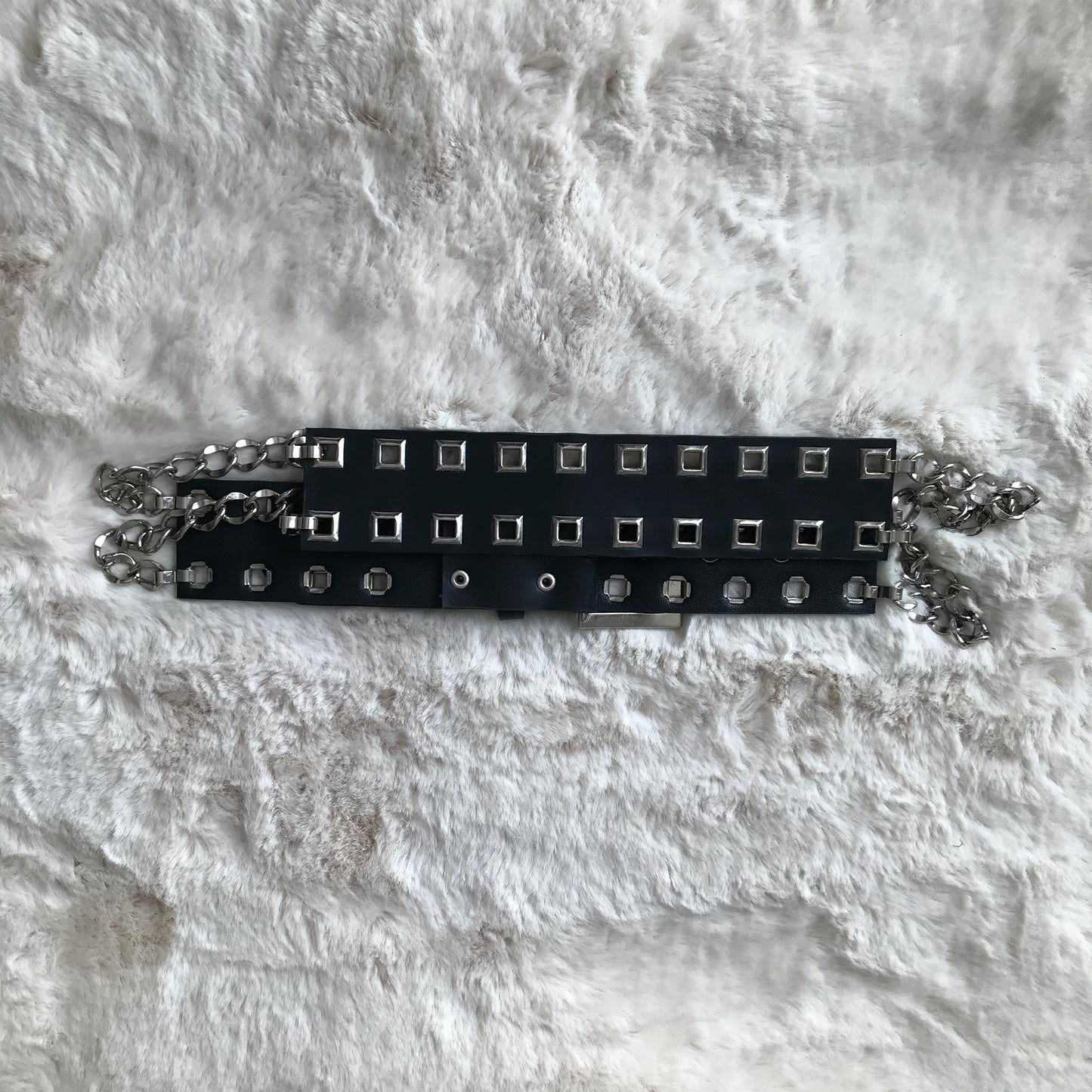 Black Square Rivet Chain Belt