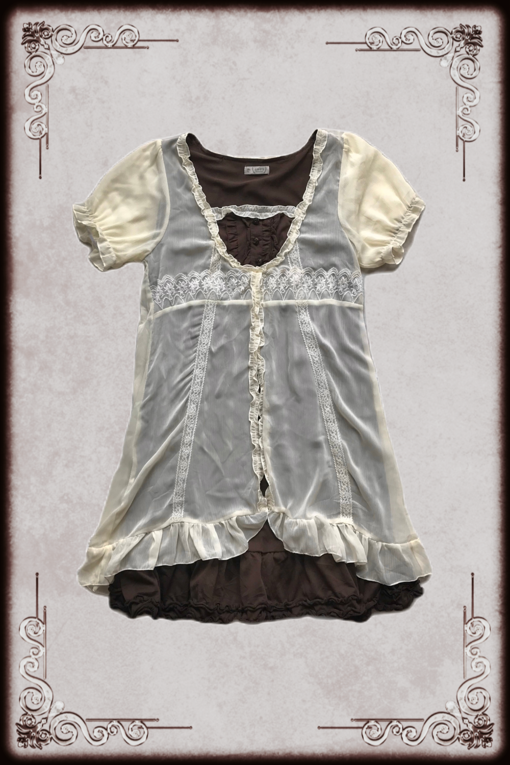 Axes Femme Long Brown & Cream Dress