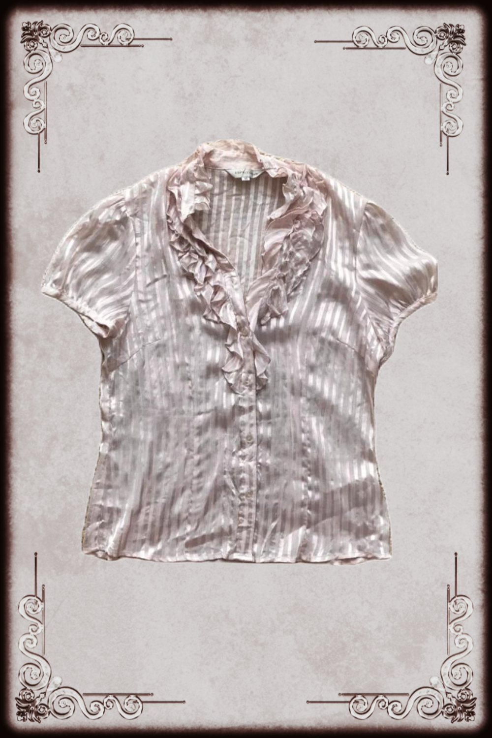 Sheer Pink Ruffle Blouse