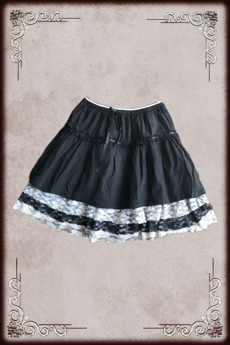 Black & White Lace Trim Skirt
