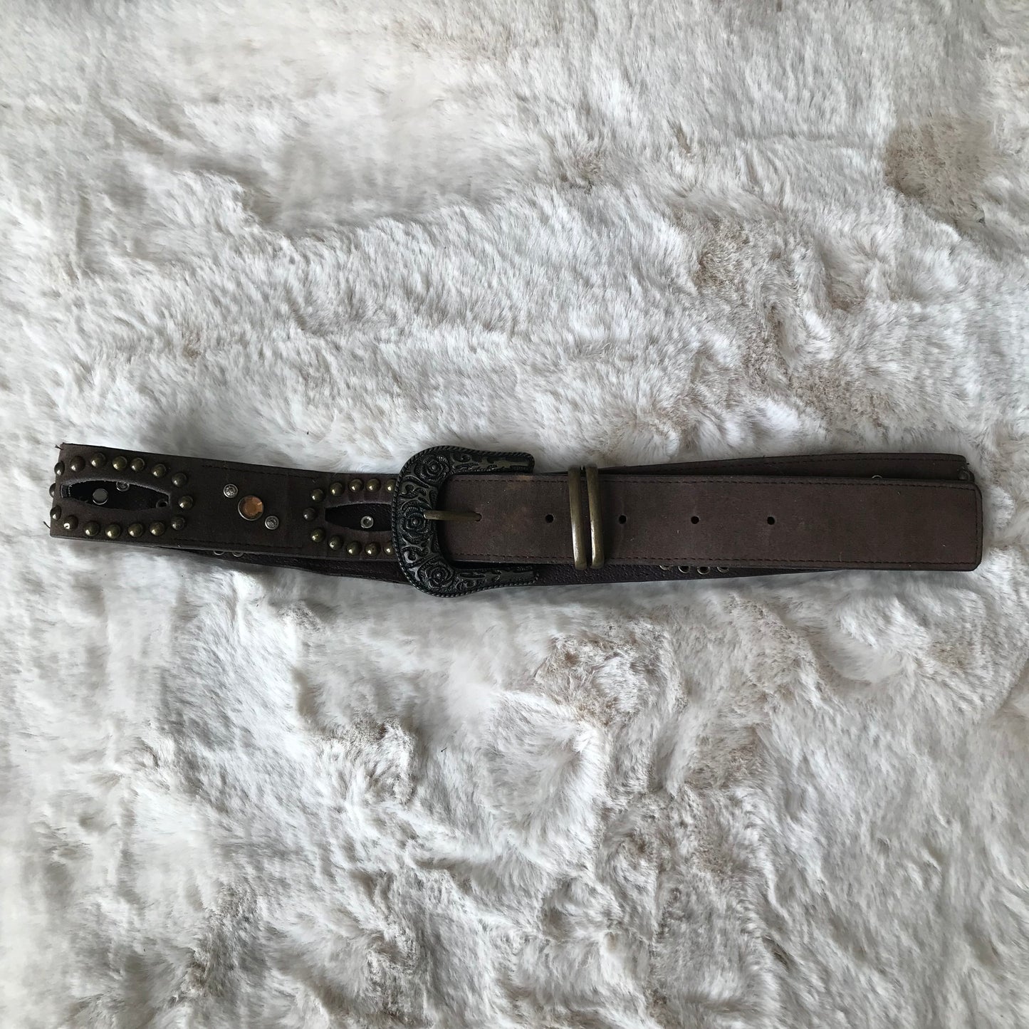 Dark Brown & Orange Rhinestone Belt