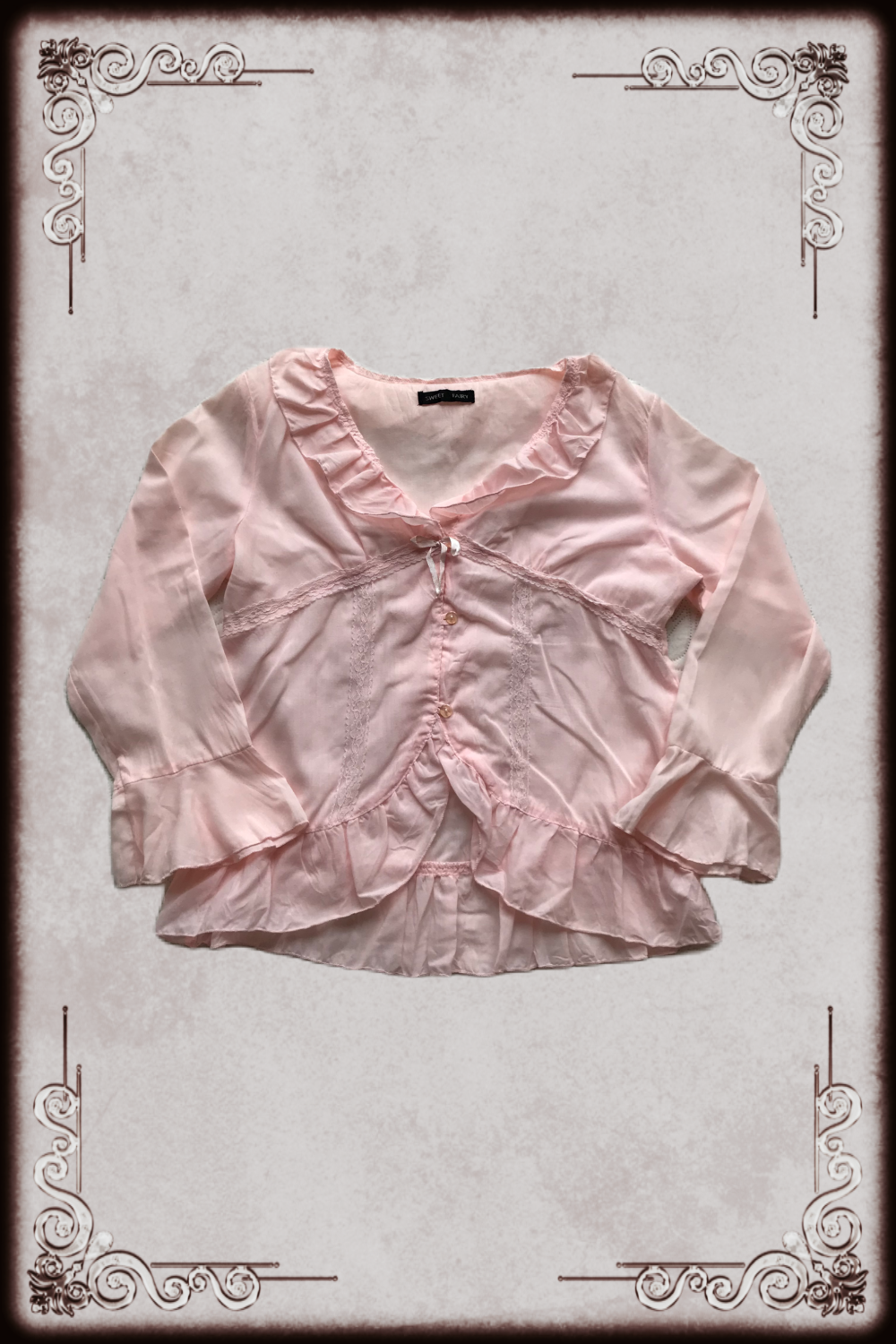 Sweet Fairy Pink Layering Crop Sleeve Blouse