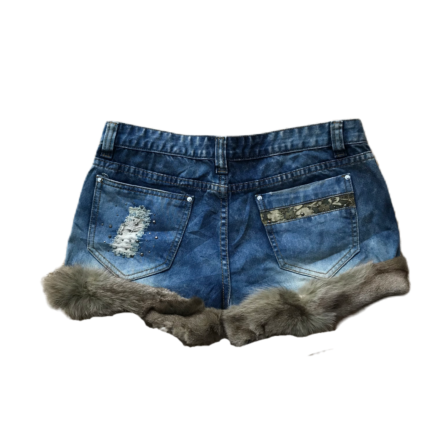 Distressed Studded Denim Shorts