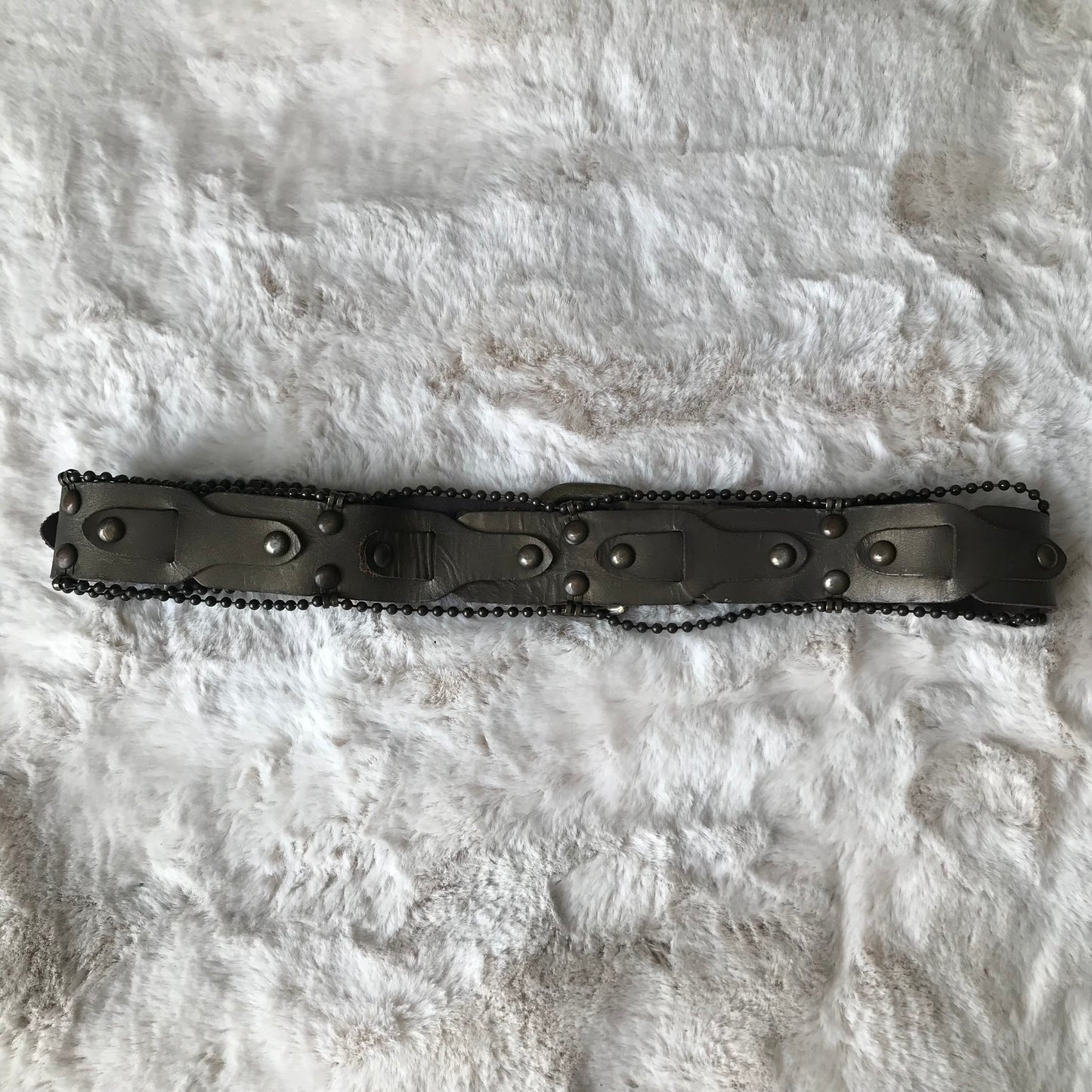 Dark Olive Chain Leather Belt