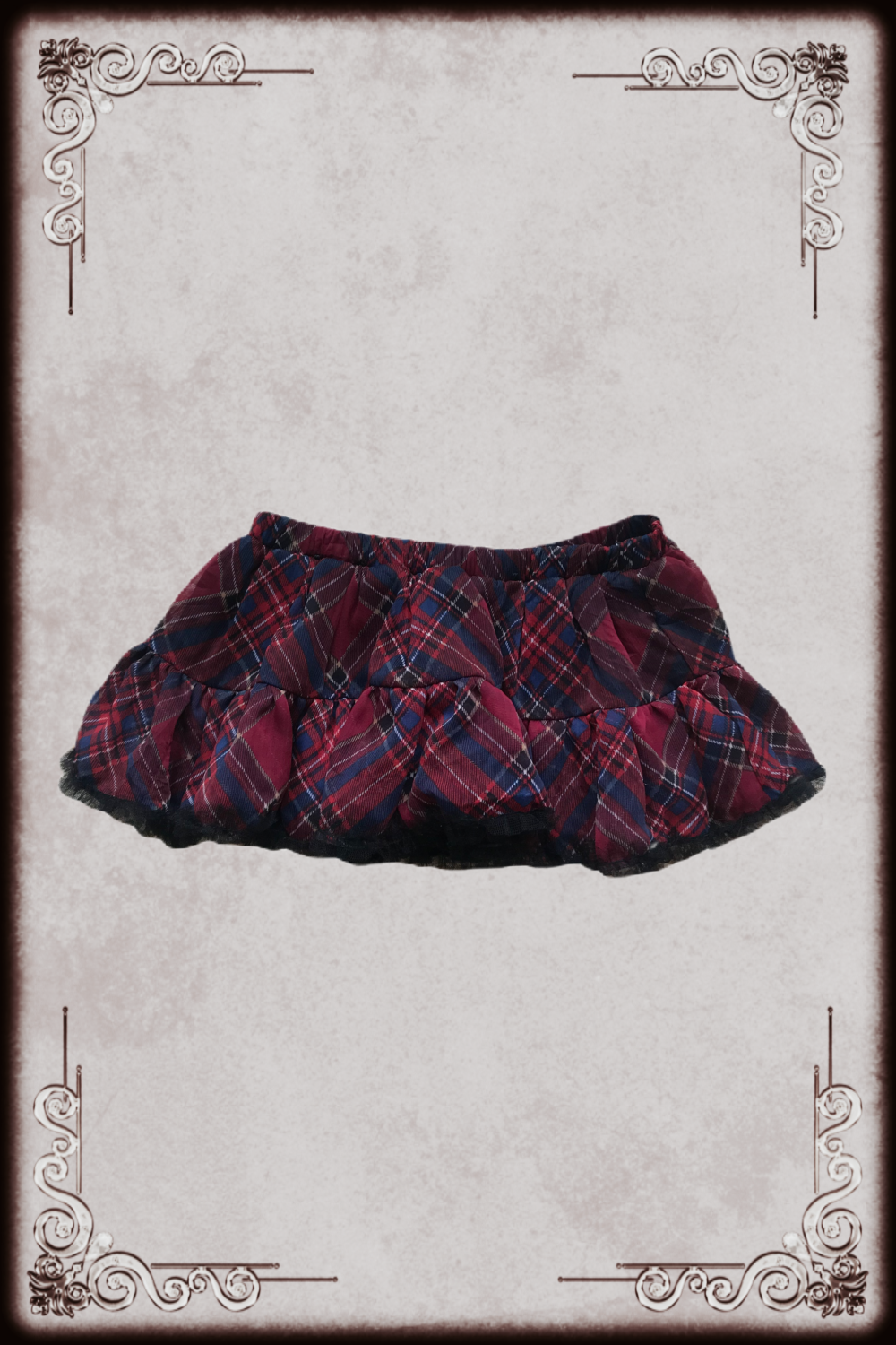 Diable Baiser Wine Tartan Micro Mini Skirt