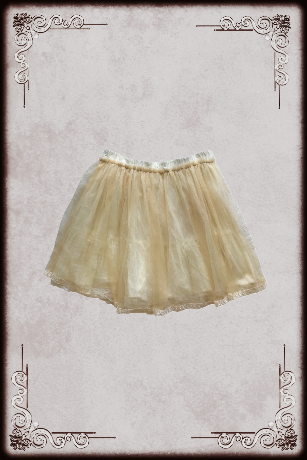 Pale Yellow & Cream Mesh Layer Skirt