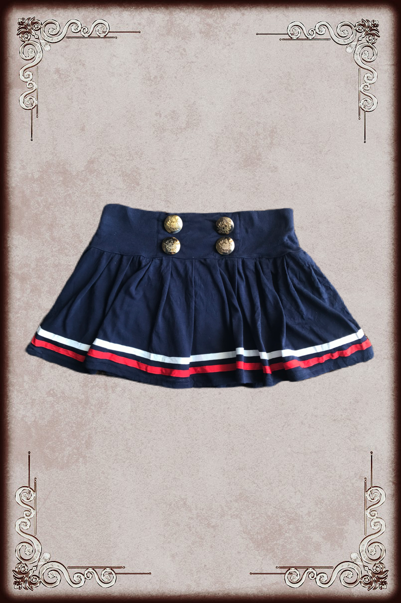 Nautical Navy Button Detail Mini Skirt