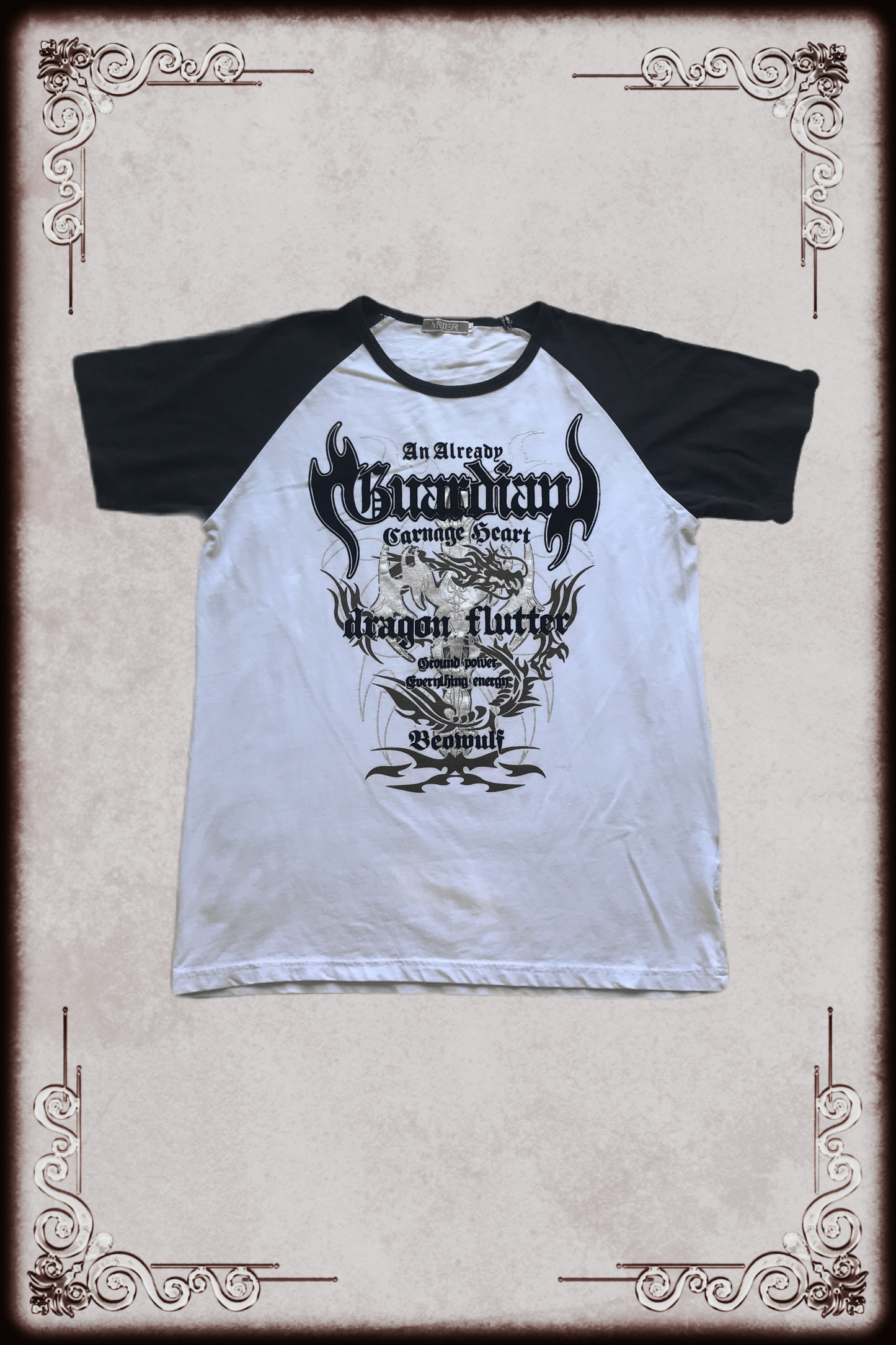 Raglan Dragon Graphic Lettering Tee
