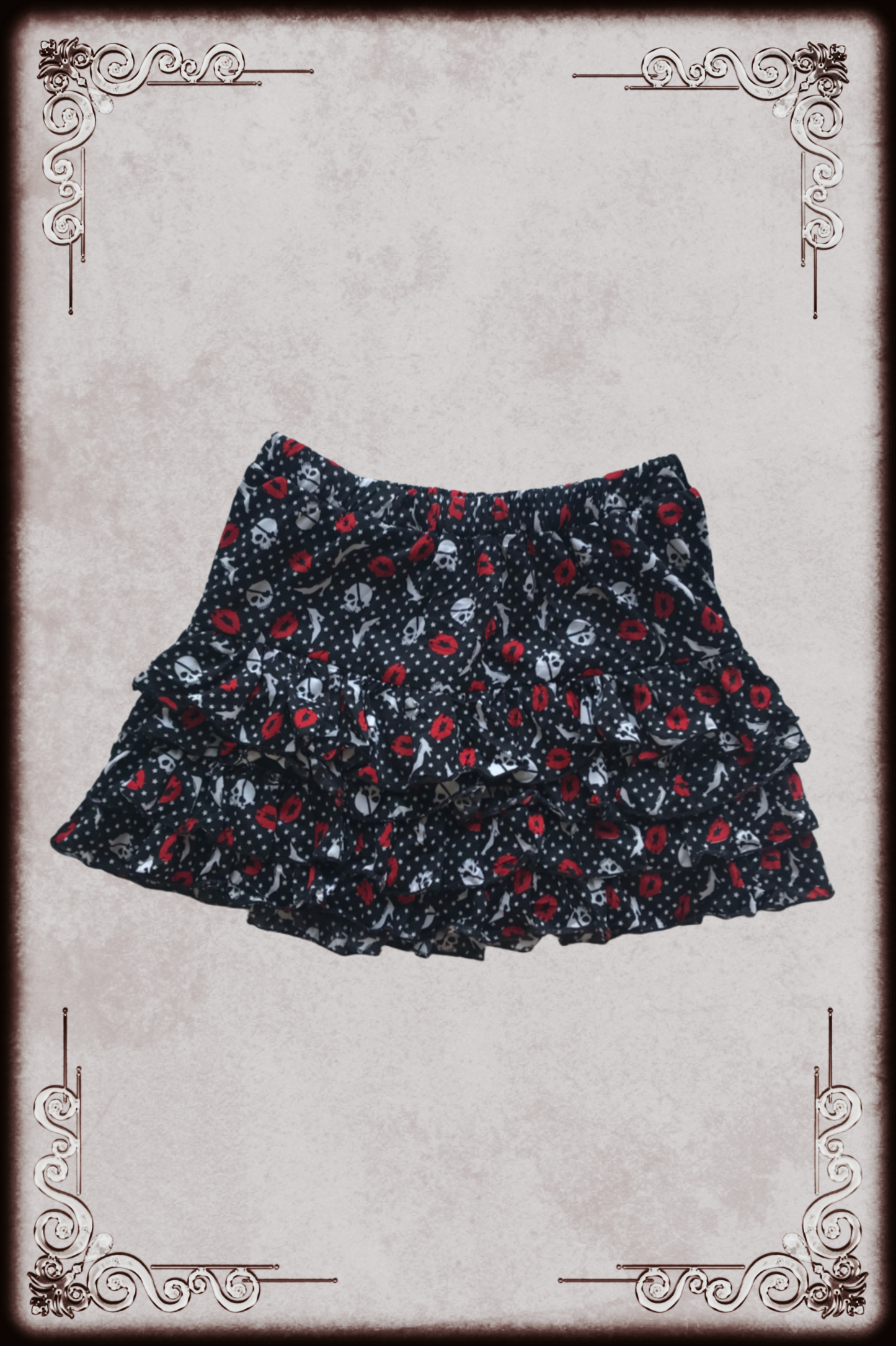 Retro Skull Print Mini Skirt