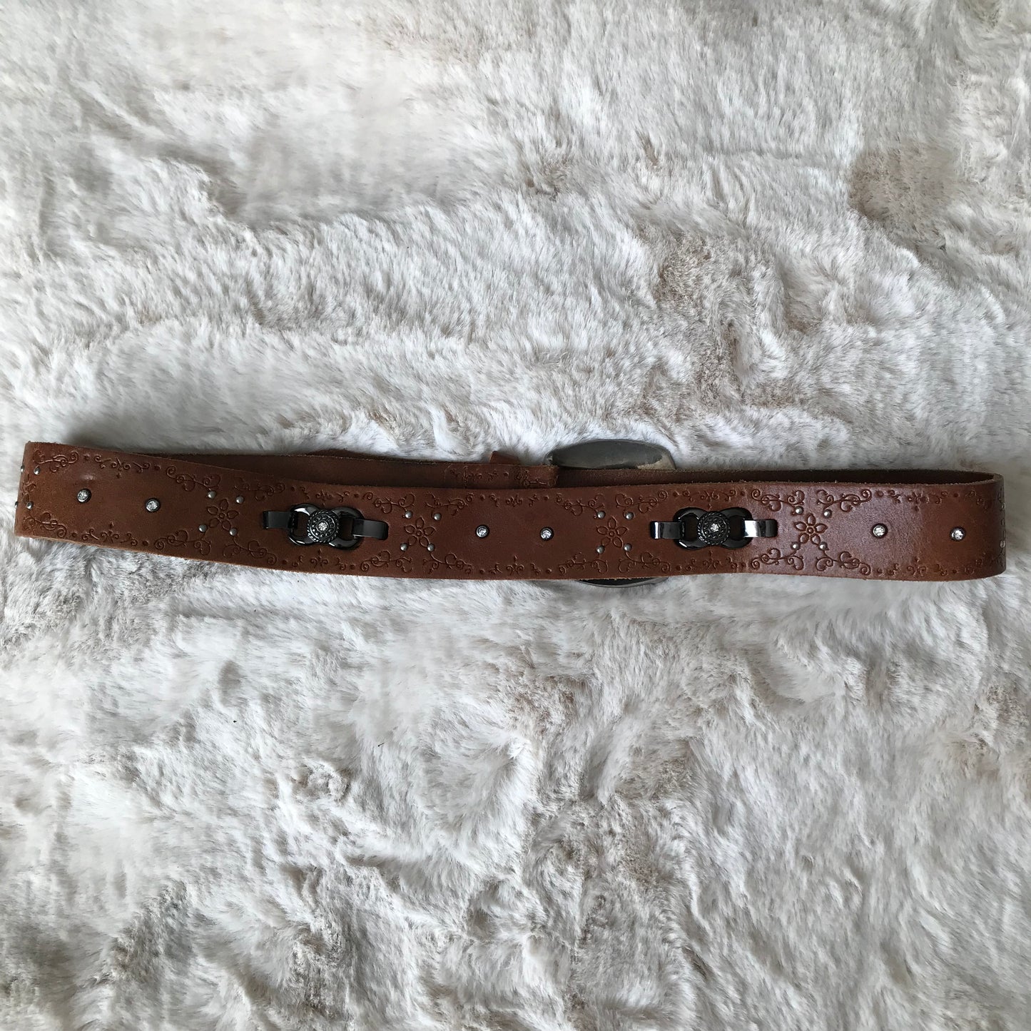 Brown Rhinestone Bow Detail Belt