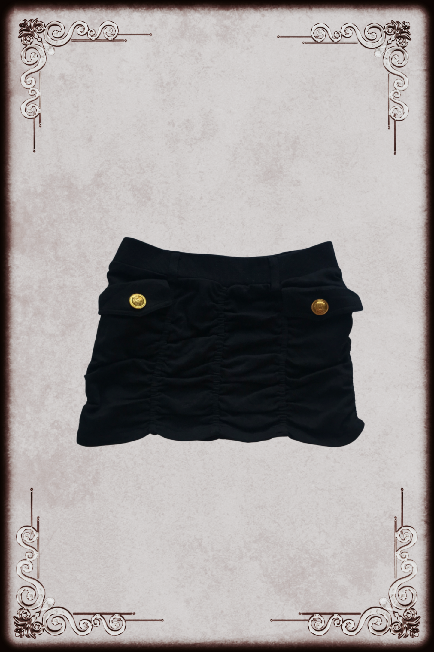 Black & Gold Ruched Micro Mini Skirt