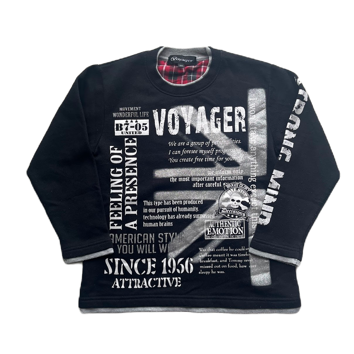 Black Silver Glitter Graphic Sweater