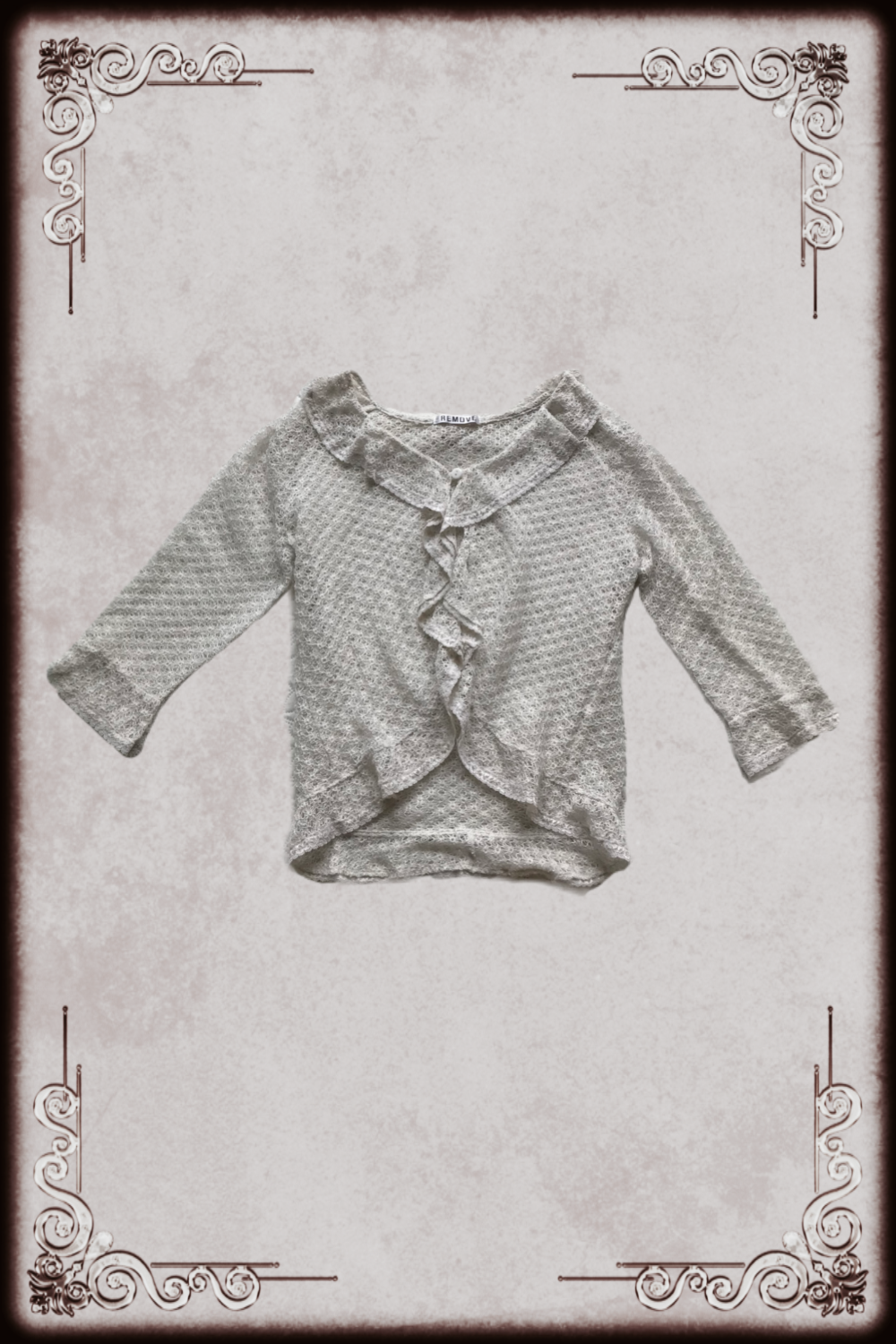 White 3/4 Sleeve Crochet Ruffle Cardigan