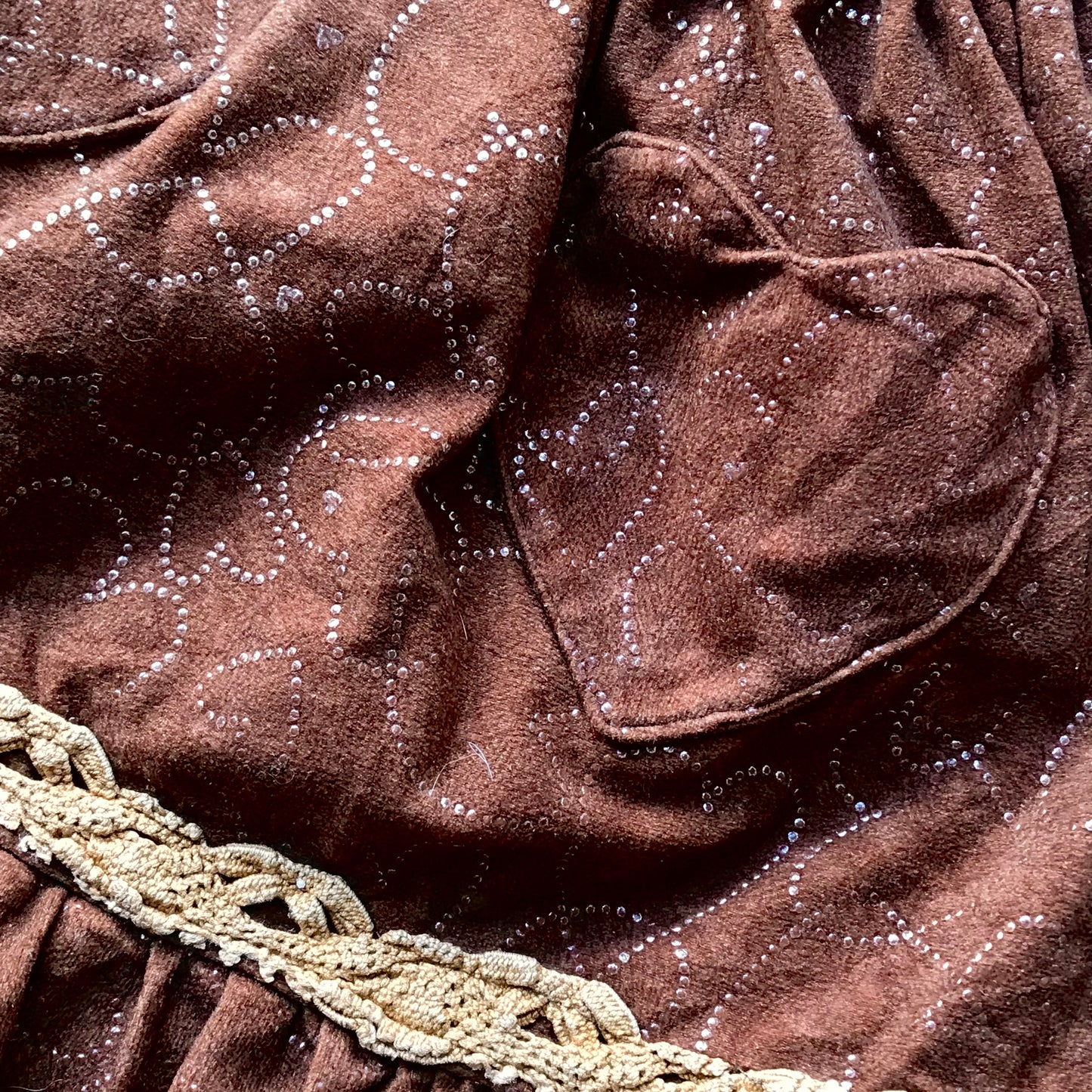 Brown & Silver Heart Pocket Skirt