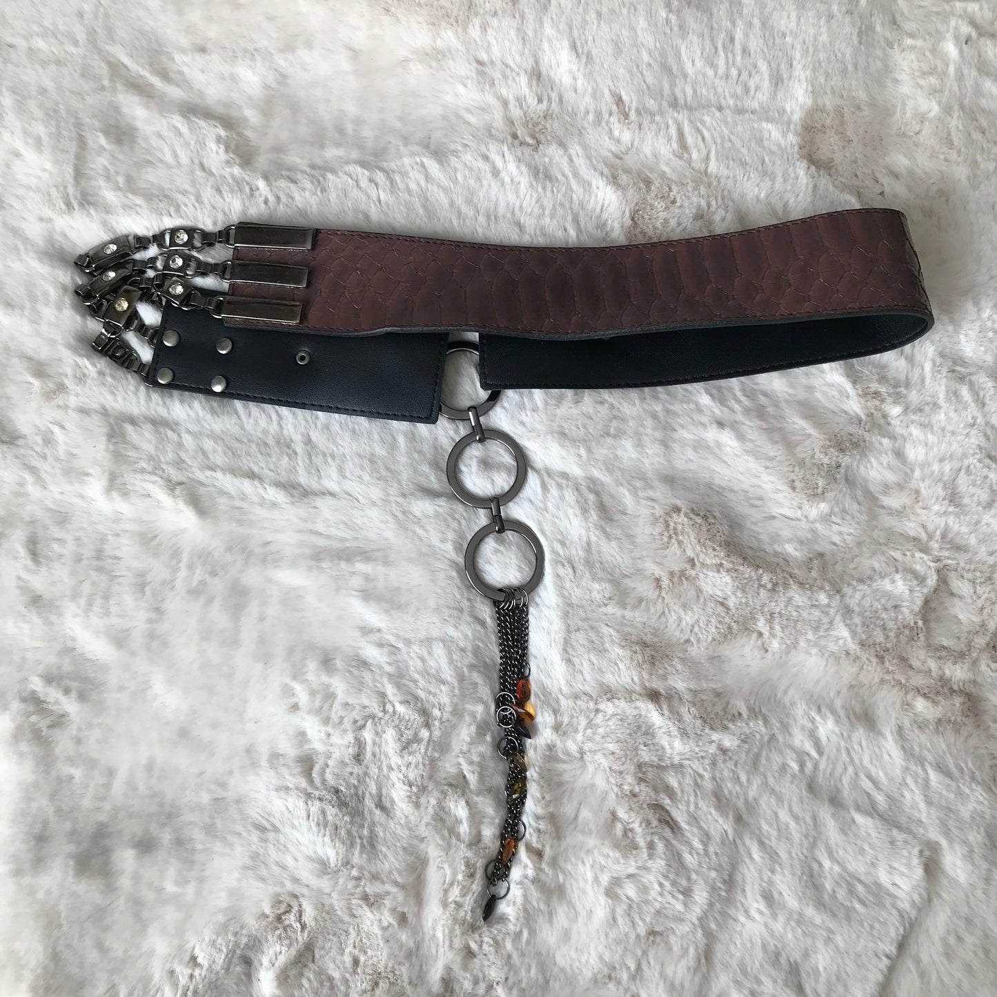 Brown Gem Tassel Chain Belt