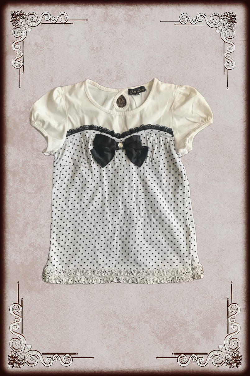 Cute Love Dotted Bow Top