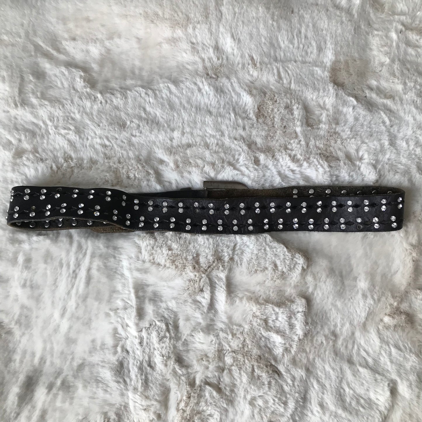 Brown Leather Rhinestone Belt