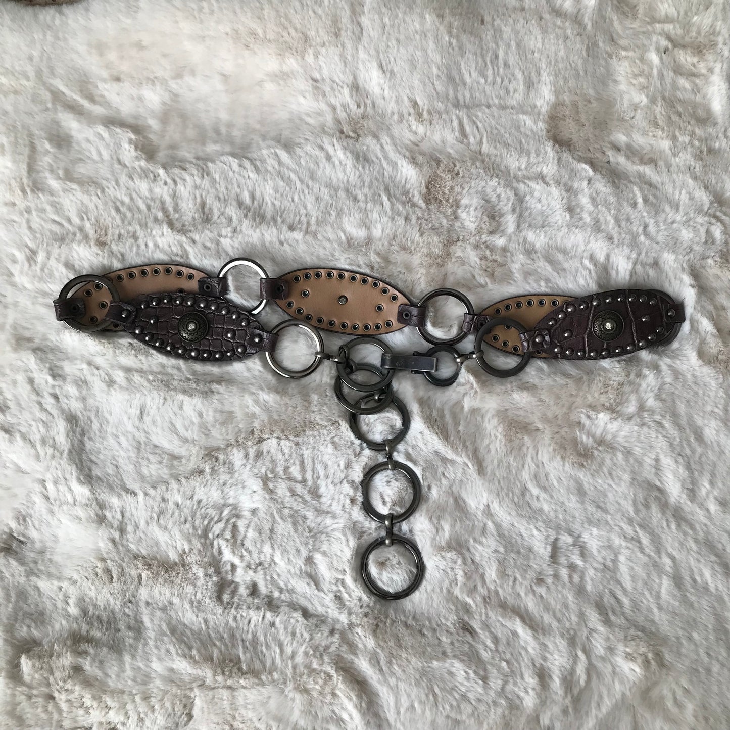 Brown Alligator Pattern Chain Belt