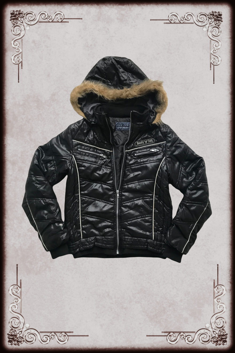 Plum Jack Black & Tan Fur Trim Puffer Jacket