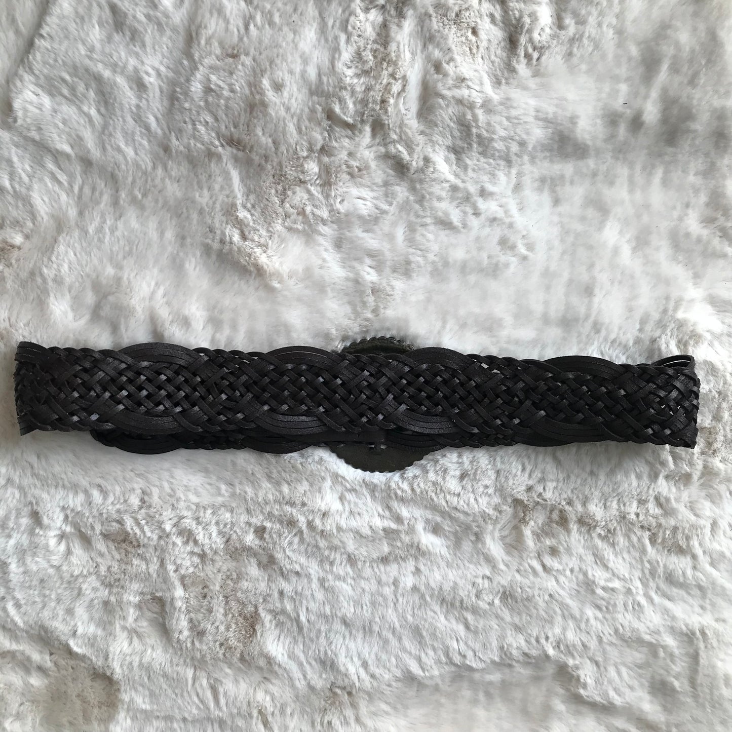 Black Woven Leather Belt