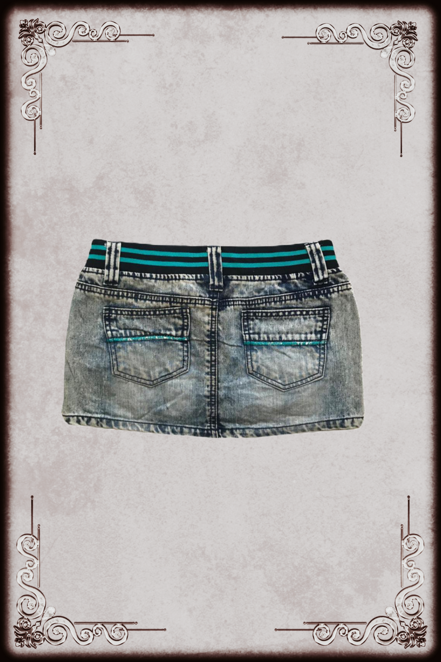 Denim & Teal Ribbed Mini Skirt