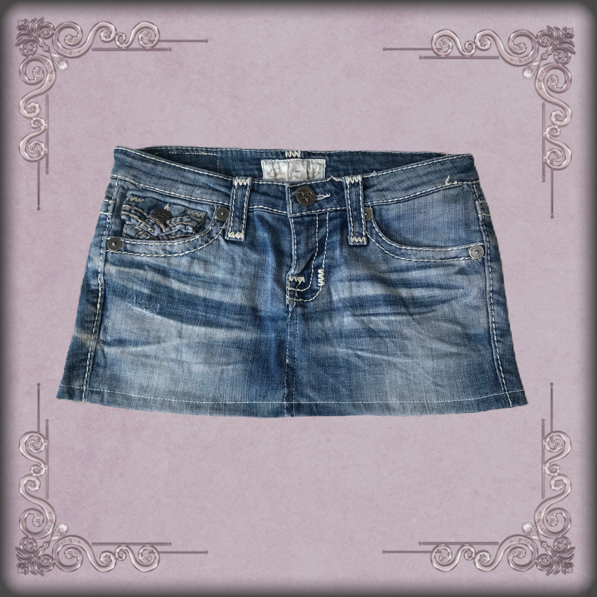Rhinestone Studded Micro Denim Mini Skirt