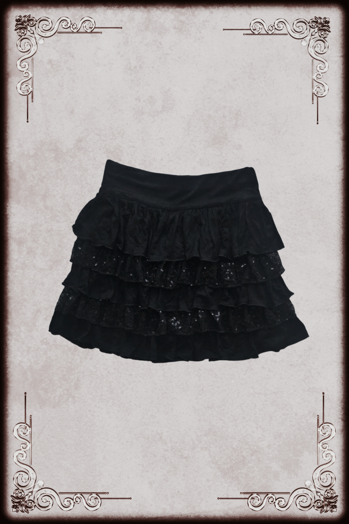 Chu XXX Black Tiered Sequin Skirt