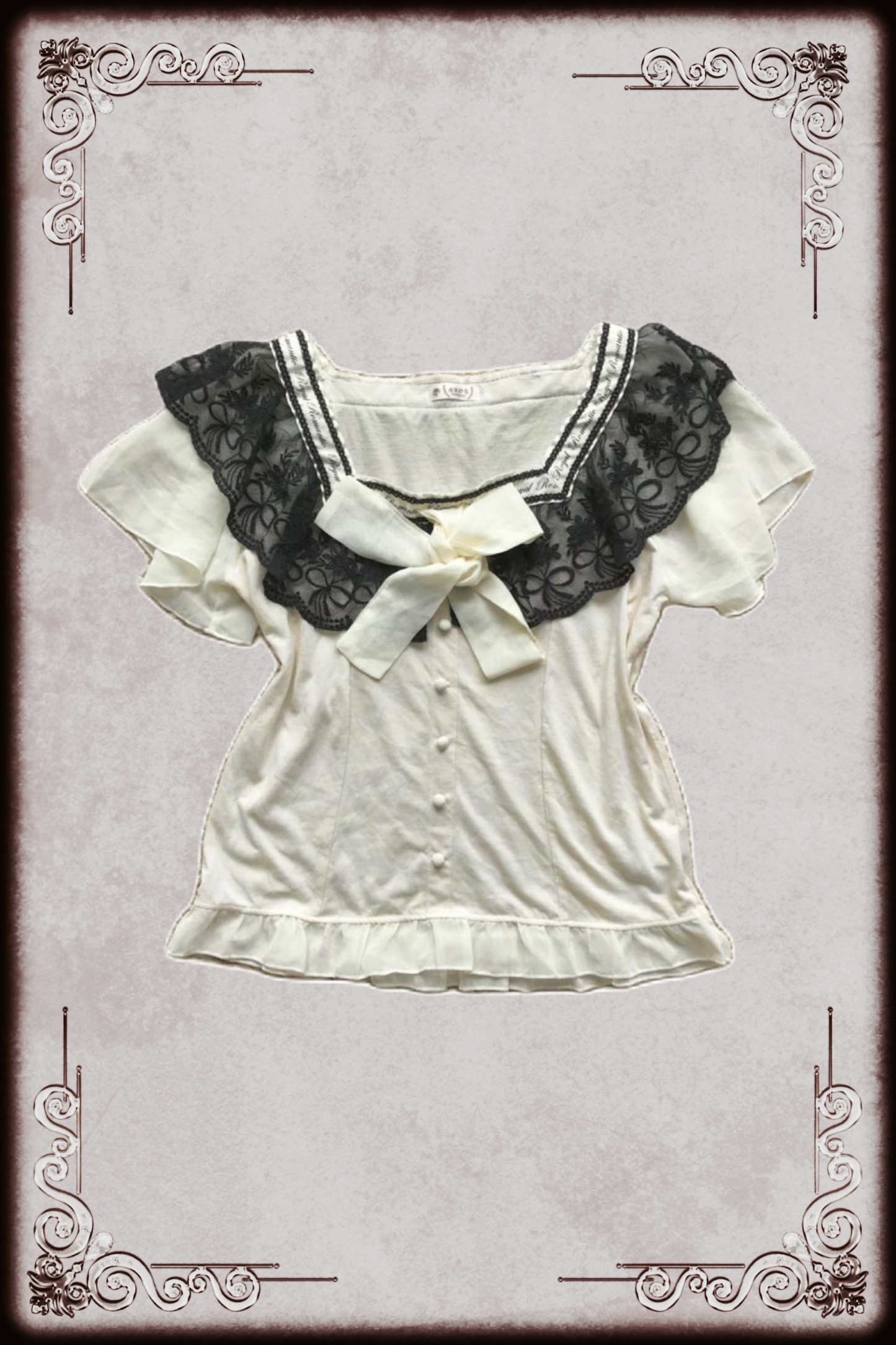 Axes Femme Cream & Black Bow Blouse