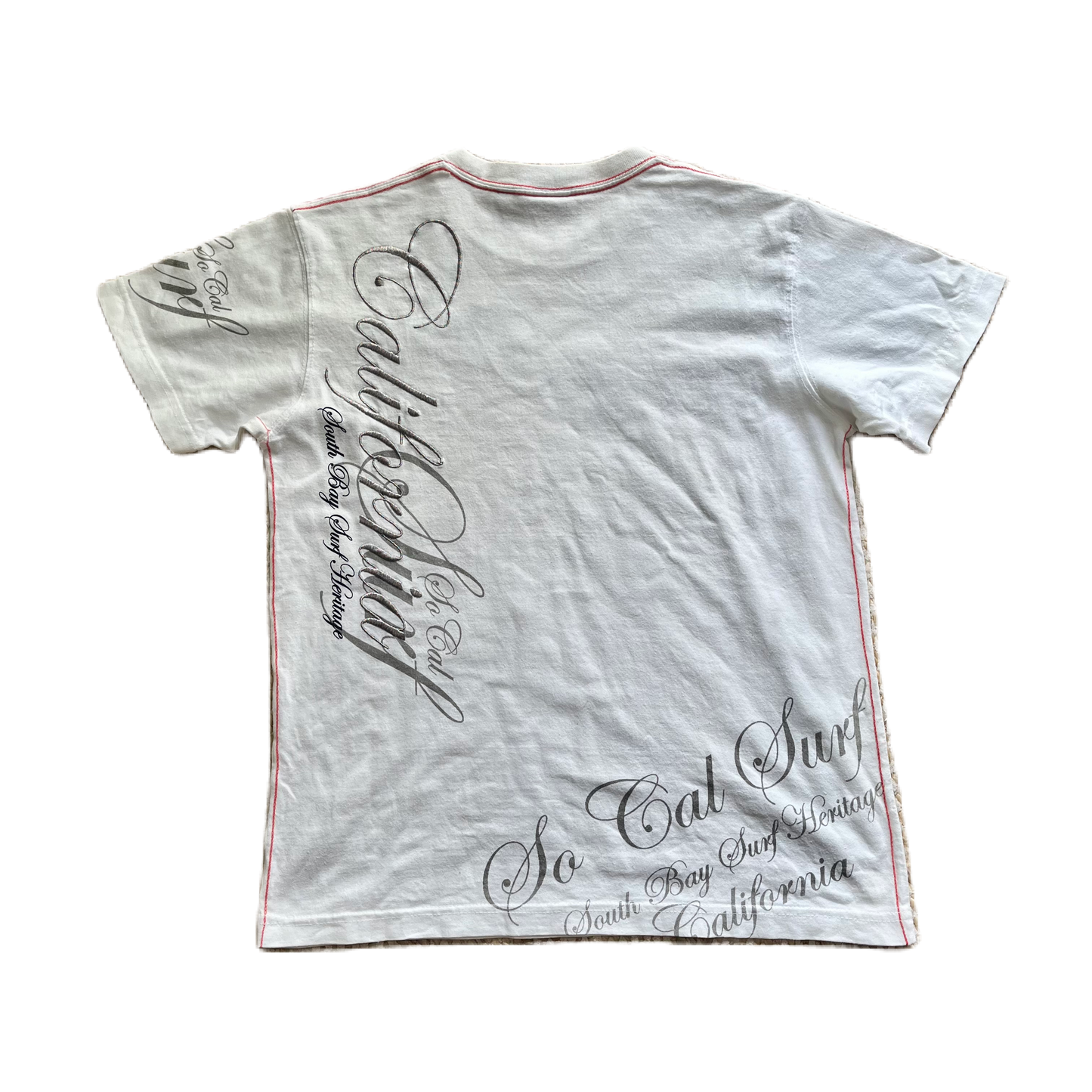 White x Holographic Grey Embroidery Lettering Tee h