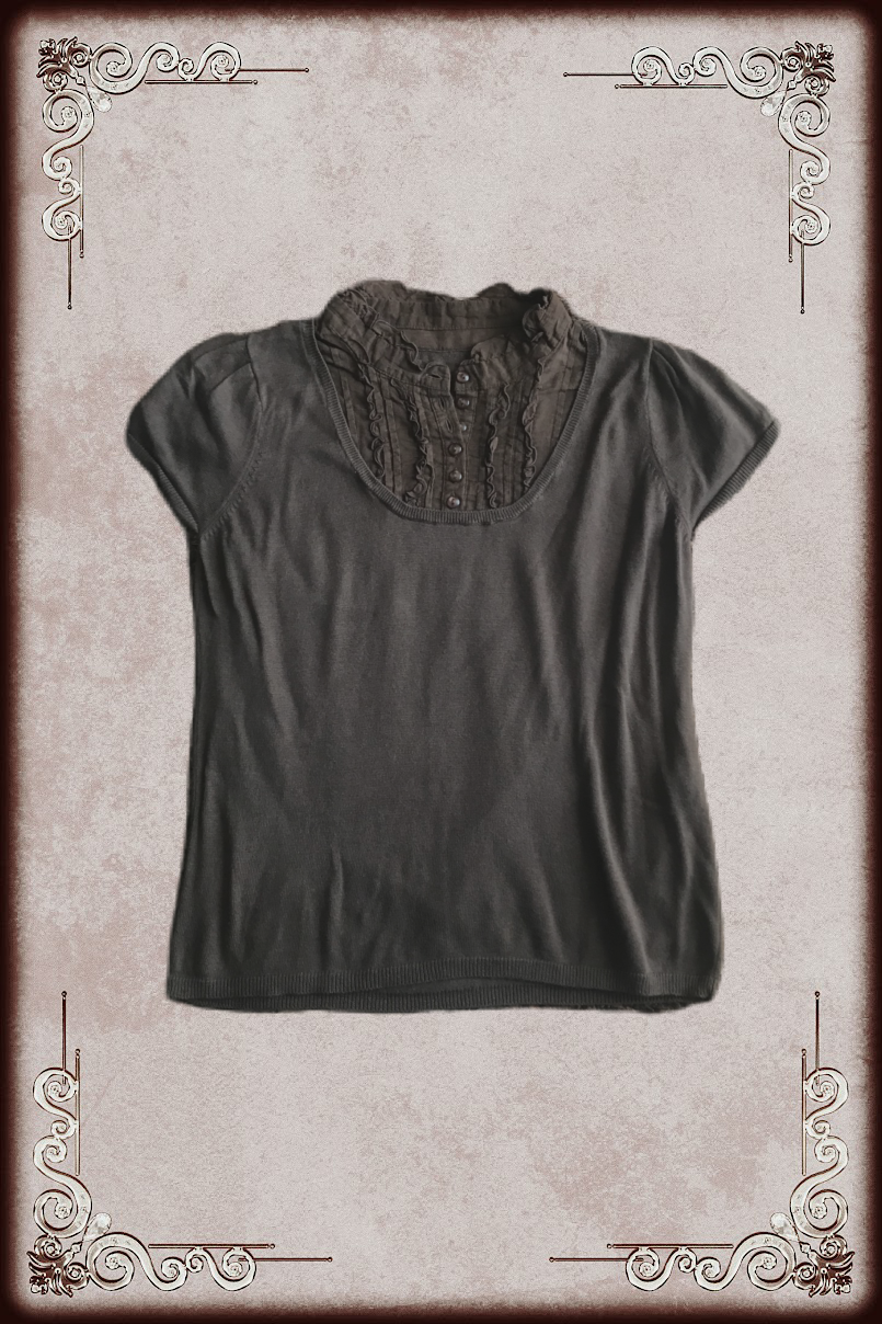 Brown Button Collar Blouse