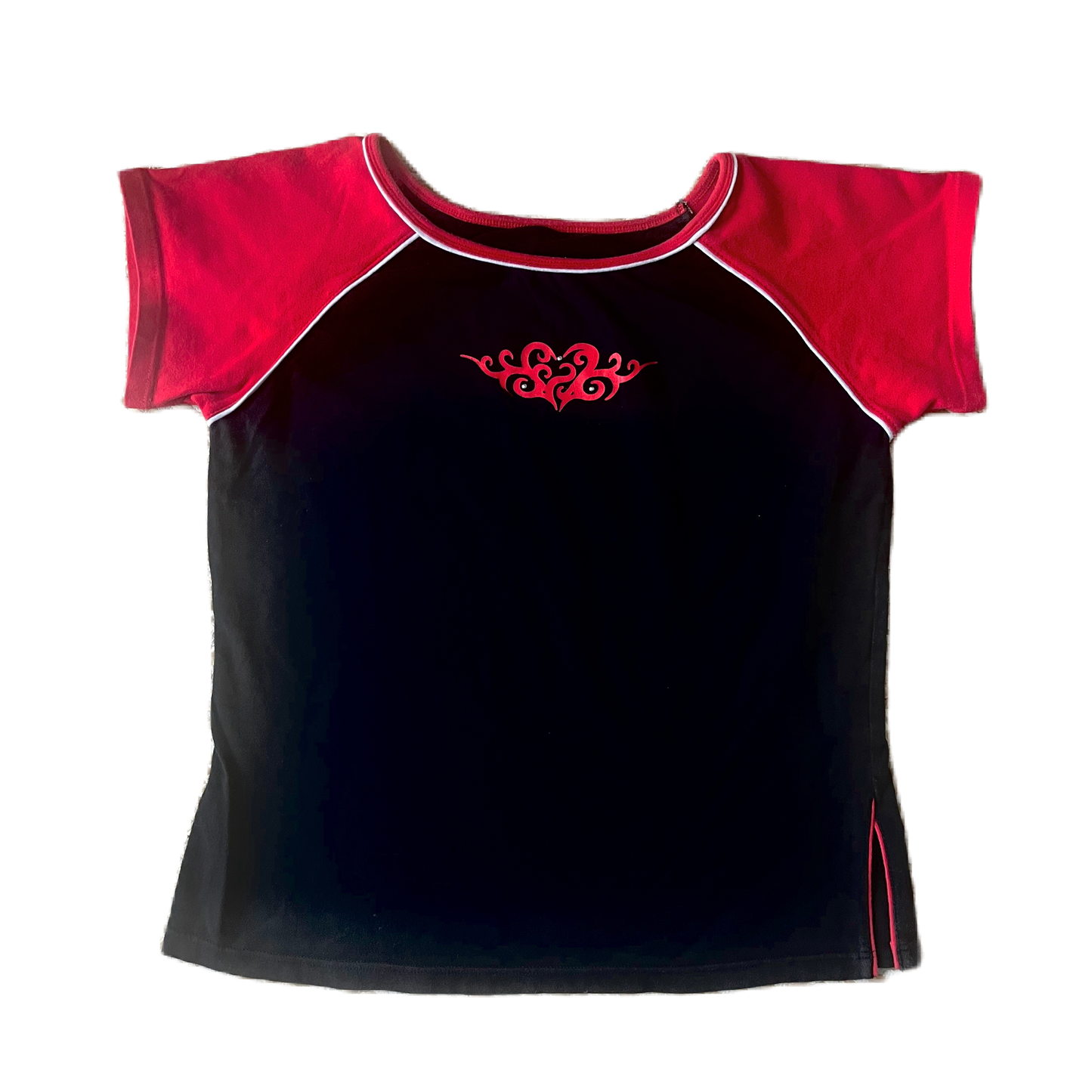 Split Hem Tribal Rhinestone Raglan Tee