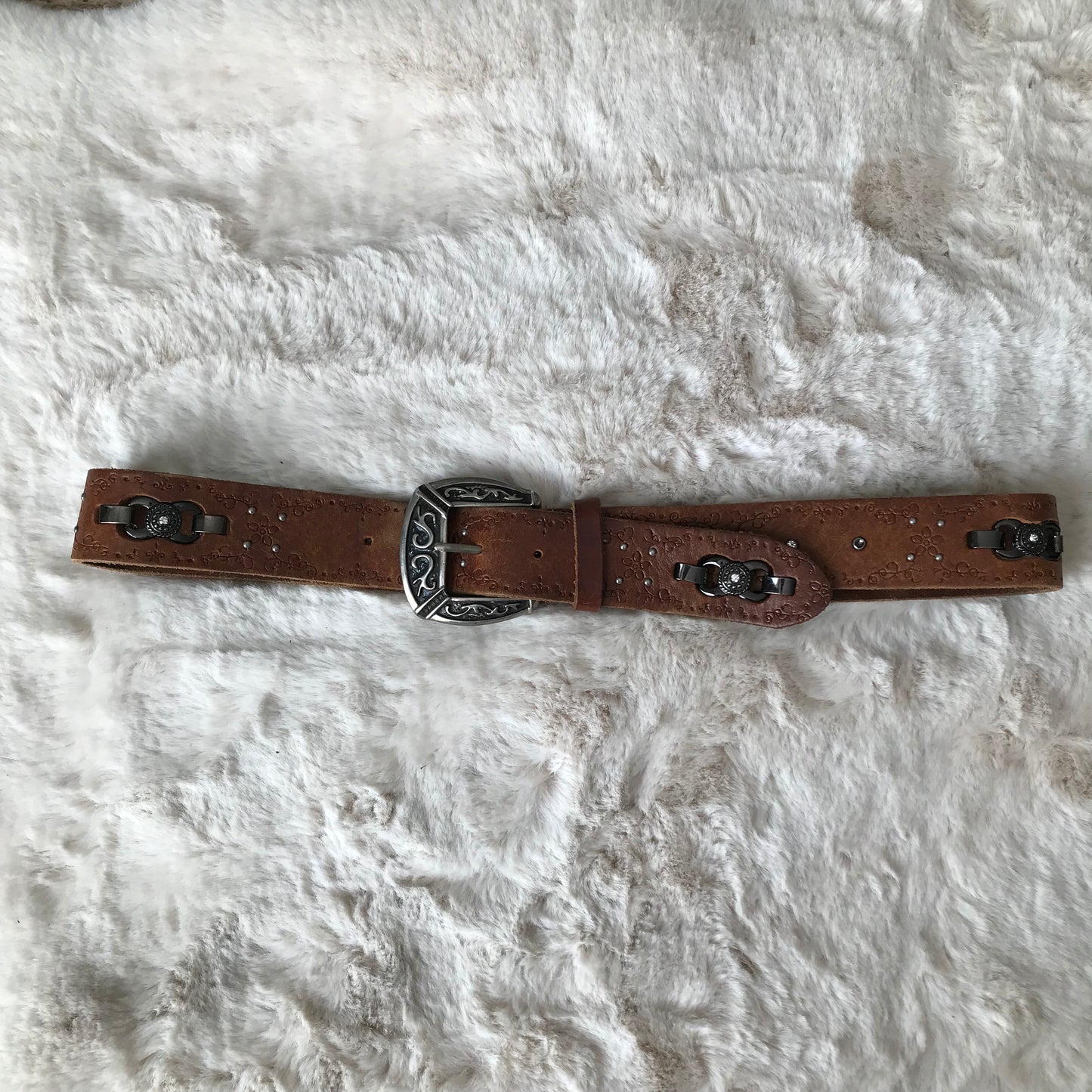 Brown Rhinestone Bow Detail Belt