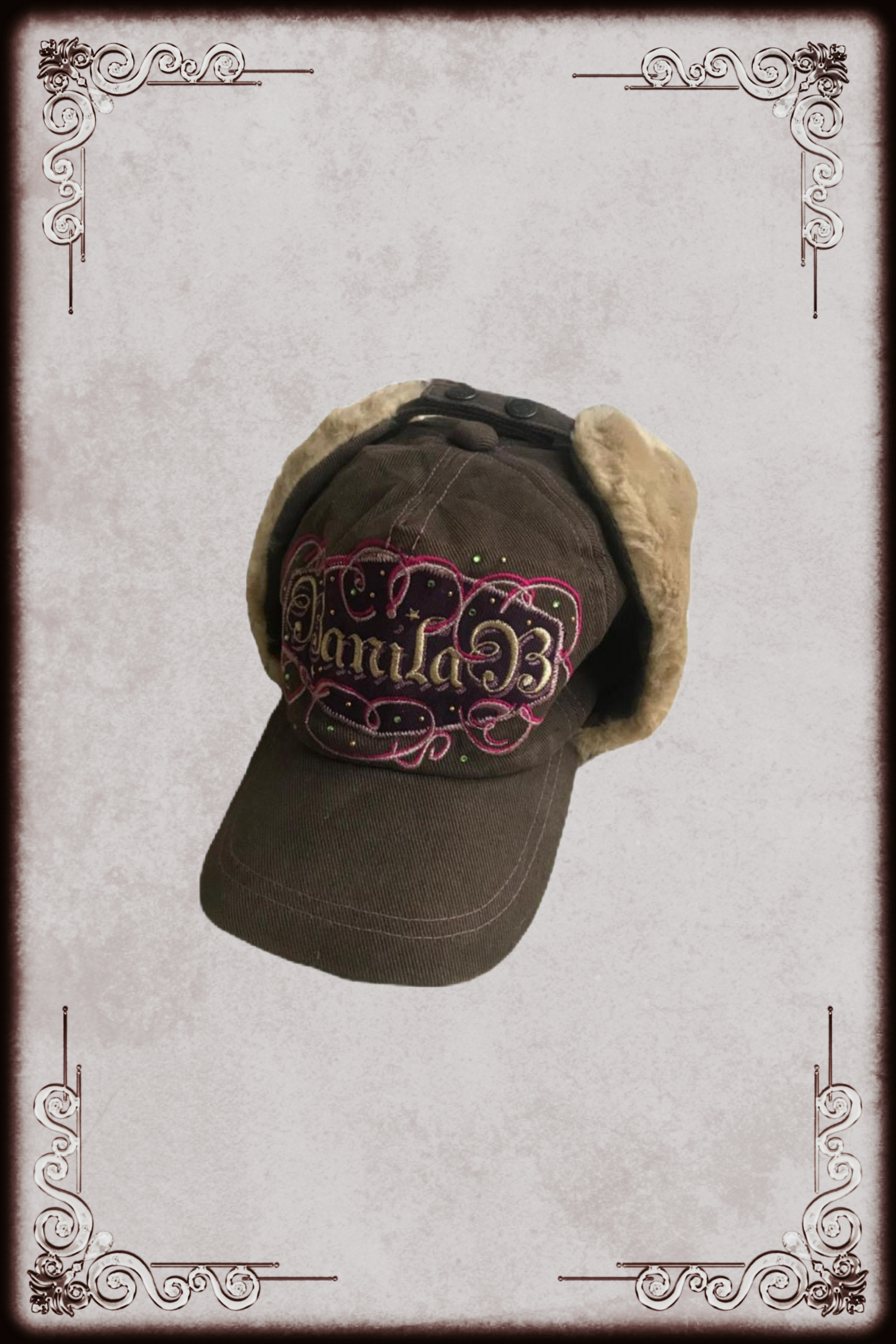 Brown & Pink Trapper Hat