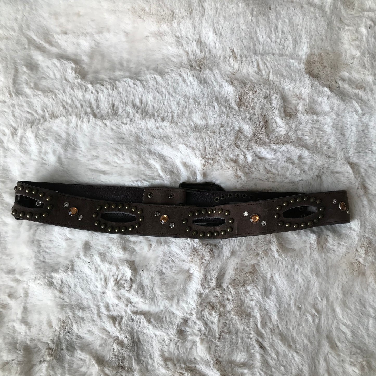 Dark Brown & Orange Rhinestone Belt