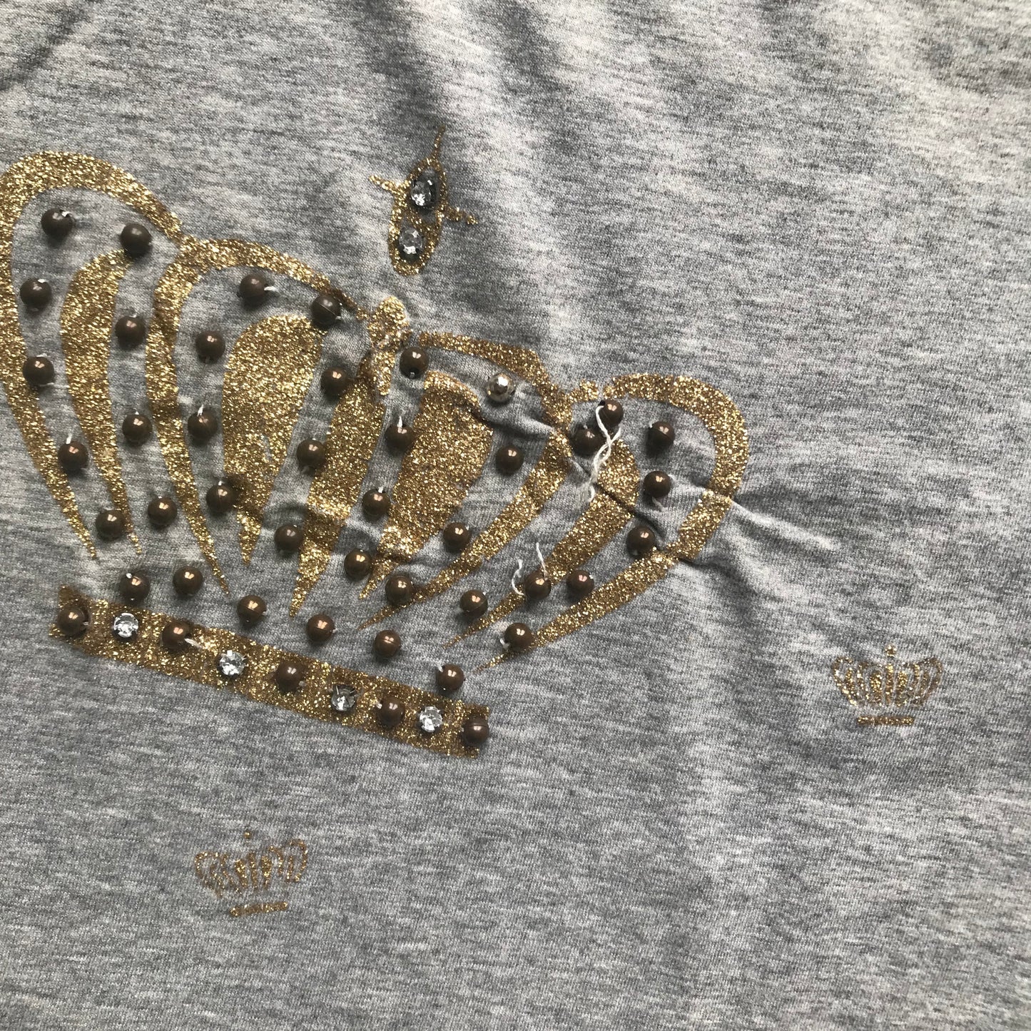 Marl Grey & Gold Crown Tee