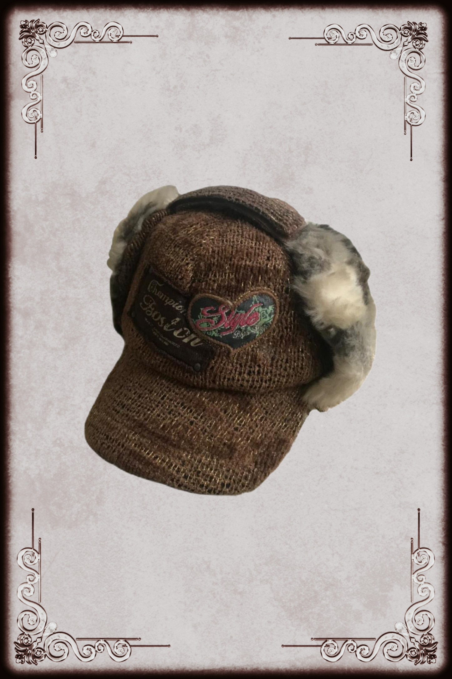 Brown & Pink Trapper Hat