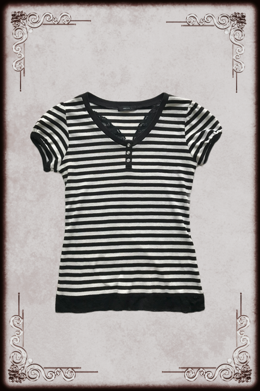 Black & White Lace Trim Blouse