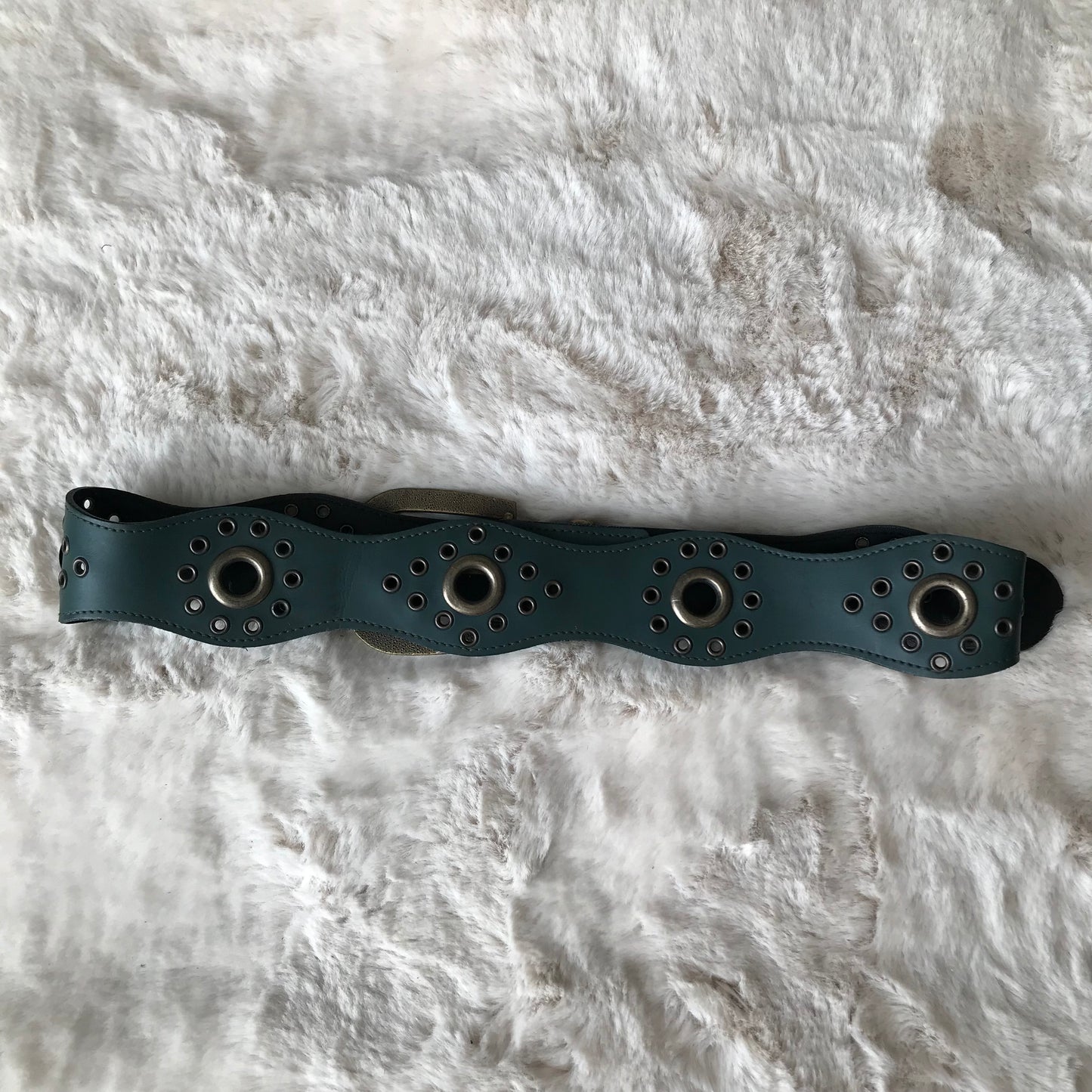 Dark Teal Rhinestone Trim Belt