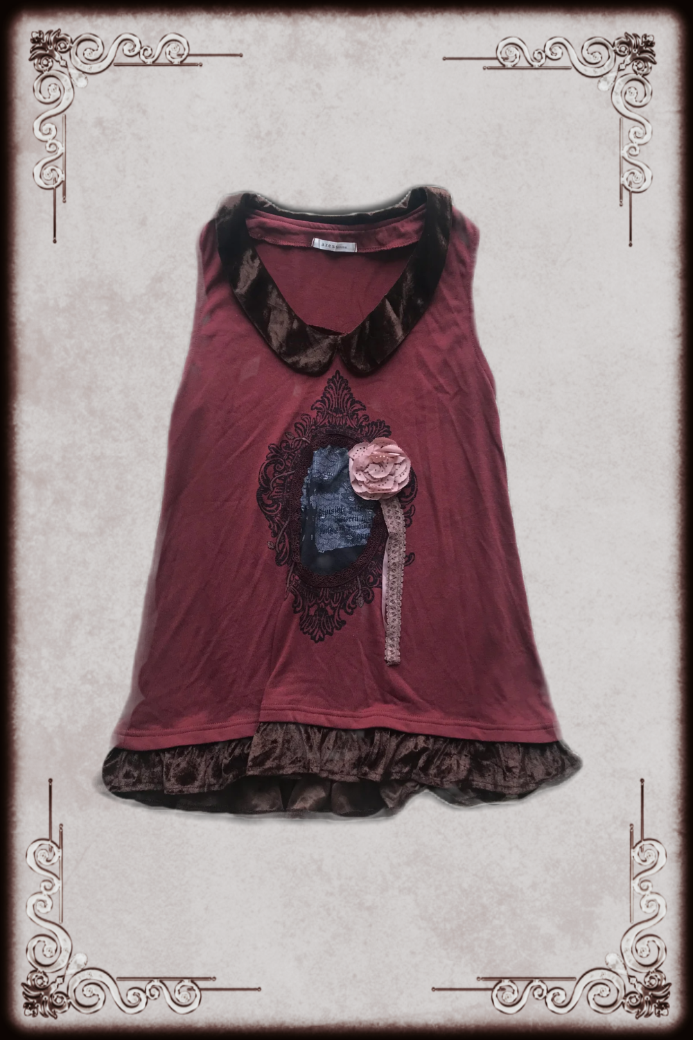 Axes Femme Dark Red Graphic Long Top