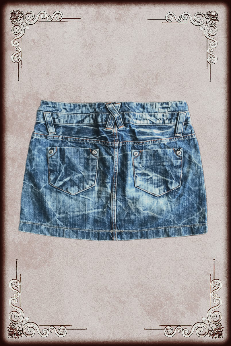 Whiskered Denim Mini Skirt